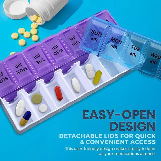 Alt view image 6 of 7 - MEDca Pill Organizers - Small Pill Organizer with Weekly and Daily 2-Times-A-Day Compartments for AM/PM - BPA-Free, Portable and Travel Friendly Pill Boxes Case