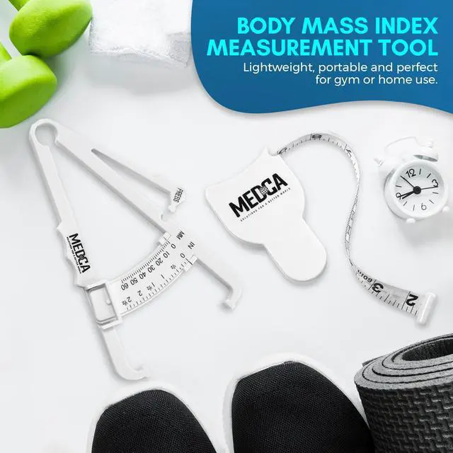 Alt view image 6 of 7 - Body Fat Caliper and Measuring Tape for Body - Skinfold Calipers and Body Fat Tape Measure Tool for Accurately Measuring BMI Skin Fold Fitness and Weight-Loss (White)