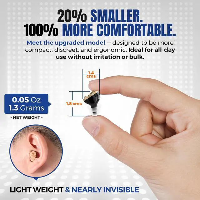 Alt view image 2 of 7 - Premium Digital Hearing Amplifier - Invisible in Canal (CIC) in-Ear Mini Sound Enhancer Set, Near-Invisible, Noise Cancelling, Personal Sound Hearing Amplifier - Black, Left Ear