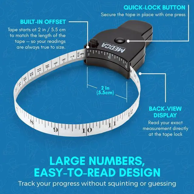 Alt view image 3 of 7 - Body Fat Caliper and Measuring Tape for Body - Skinfold Calipers and Body Fat Tape Measure Tool for Accurately Measuring BMI Skin Fold Fitness and Weight-Loss - Upgraded New Design (Black)