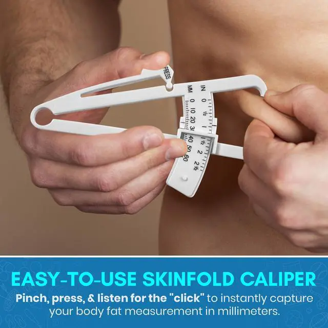 Alt view image 5 of 7 - Skinfold Body Fat Caliper - Skin Fold Body Fat Analyzer and Handheld BMI Measurement Tool Skinfold Caliper Device Measures Body Fat for Men and Women by MEDca - (Pack of 2, White)