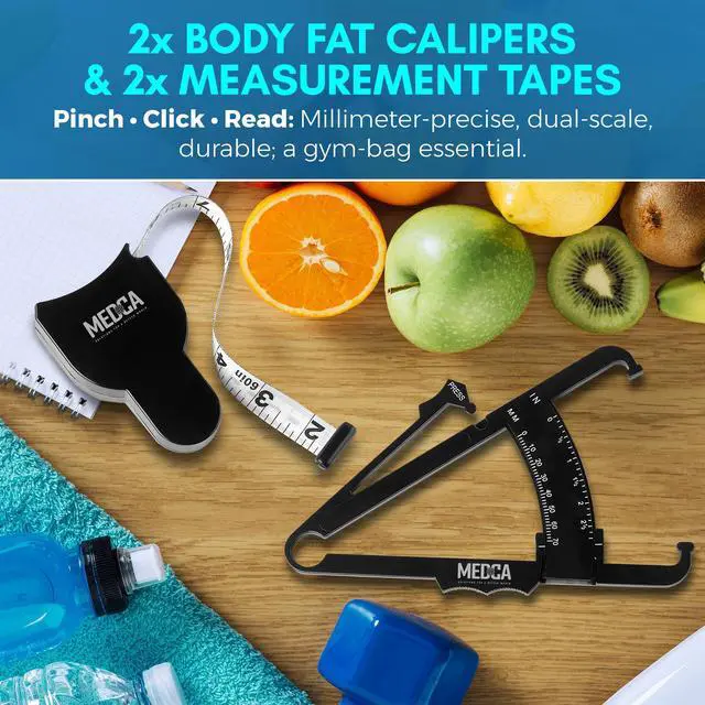 Alt view image 6 of 7 - Body Tape Measure and Skinfold Caliper for Body Set - (Pack of 4) - Skin Fold Body Fat Analyzer and BMI Measurement Tool by MEDca