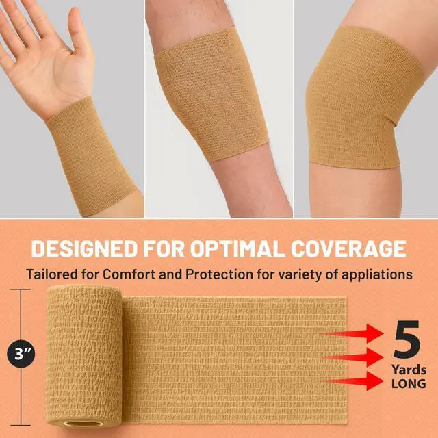 Alt view image 2 of 7 - MEDca Self Adherent Cohesive Wrap Bandages 3 Inches X 5 Yards 6 Count, FDA Approved (Skin Color)
