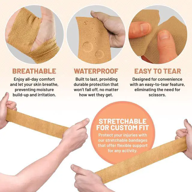 Alt view image 5 of 7 - MEDca Self Adherent Cohesive Wrap Bandages 3 Inches X 5 Yards 6 Count, FDA Approved (Skin Color)