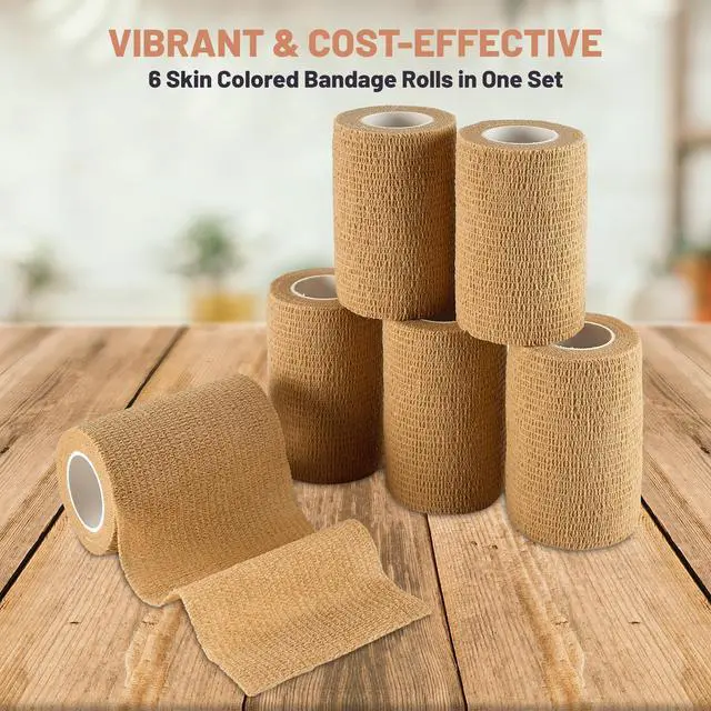 Alt view image 3 of 7 - MEDca Self Adherent Cohesive Wrap Bandages 3 Inches X 5 Yards 6 Count, FDA Approved (Skin Color)