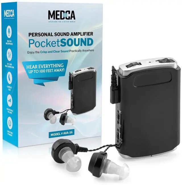 Main image of MEDca Personal Pocket Hearing Sound Amplifier with Headphone and Microphone Set