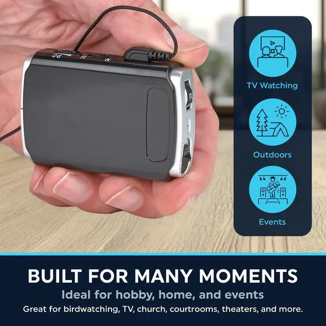 Alt view image 5 of 7 - Sound Amplifier - Pocket Sound Voice Enhancer Device with Duo Mic/Ear Plus Extra Headphone and Microphone Set, Personal Hearing Amplifier Device by MEDca