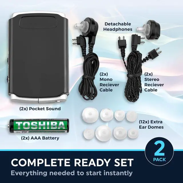 Alt view image 3 of 7 - Rechargeable Personal Sound Amplifier - Pack of 2, Lightweight Compact Pocket Sounds Voice Enhancer Audio Hearing Device w/Background Noise Reduction Digital Hearing for Adults and Seniors