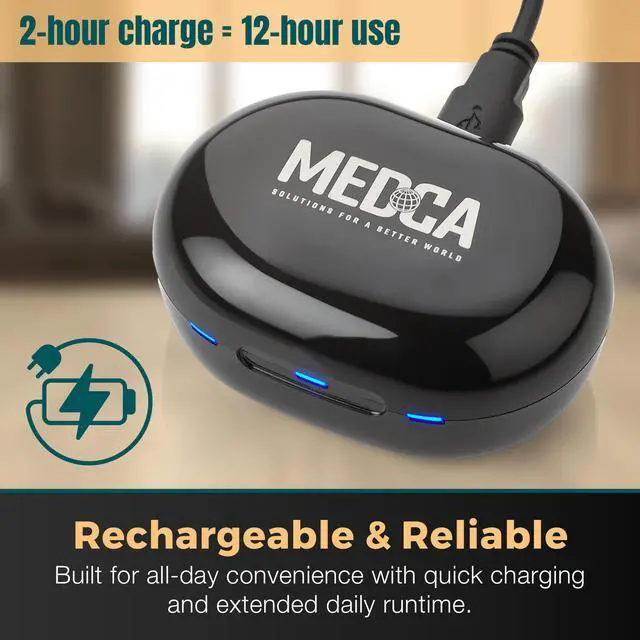 Alt view image 3 of 7 - Digital Hearing Amplifier - Next Generation in The Ear Personal Sound Device w/Noise Reduction - Rechargeable ITE 2 Piece Set, Portable Charging Case Sound Assist for Adults and Seniors, Black
