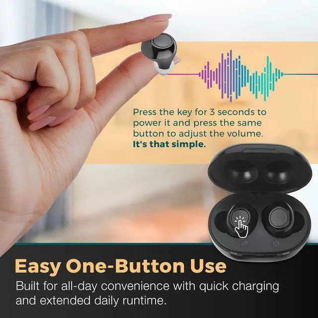 Alt view image 2 of 7 - Digital Hearing Amplifier - Next Generation in The Ear Personal Sound Device w/Noise Reduction - Rechargeable ITE 2 Piece Set, Portable Charging Case Sound Assist for Adults and Seniors, Black
