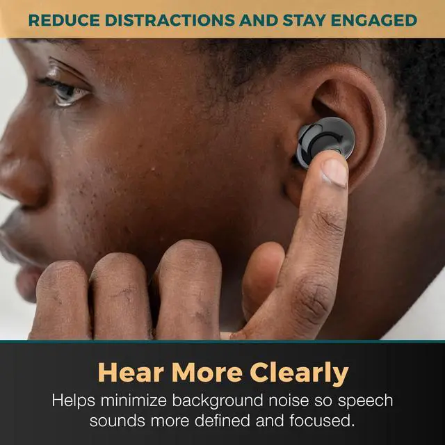 Alt view image 4 of 7 - Digital Hearing Amplifier - Next Generation in The Ear Personal Sound Device w/Noise Reduction - Rechargeable ITE 2 Piece Set, Portable Charging Case Sound Assist for Adults and Seniors, Black