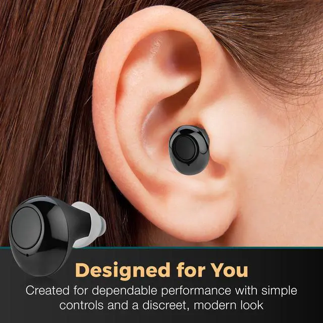 Alt view image 5 of 7 - Digital Hearing Amplifier - Next Generation in The Ear Personal Sound Device w/Noise Reduction - Rechargeable ITE 2 Piece Set, Portable Charging Case Sound Assist for Adults and Seniors, Black