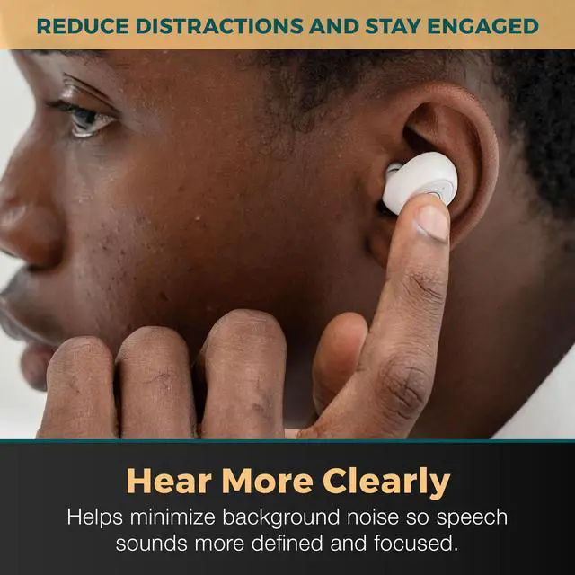 Alt view image 4 of 7 - Digital Hearing Amplifier - Next Generation in The Ear Personal Sound Device w/Noise Reduction - Rechargeable ITE 2 Piece Set, Portable Charging Case Sound Assist for Adults and Seniors, White