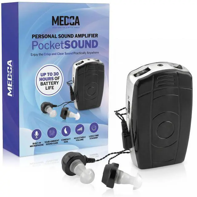 Main image of Digital Personal Sound and Voice Amplifier - Pocket Sound by MEDca with Single Ear and Double Ear Headphone Earbuds with Microphones The Best Hearing for Adults or Listening Device