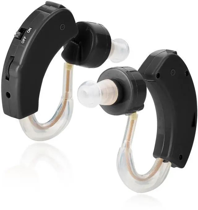 Main image of Digital Hearing Amplifiers - Set of 2 Small BTE Sound Amplifiers, a Behind The Ear Personal Amplification Device and Sound Enhancer Aids with Noise Reducing Feature for Adults, Seniors & Women, Black