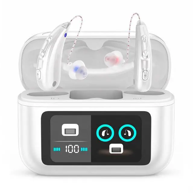 Main image of MEDca Bluetooth Hearing Amplifier for Adults - Rechargeable Personal Sound Amplifier with Smart App, Noise Reduction, LED Charging Case, 5 Volume Levels, Type-C Charging, Wireless Calls & Music