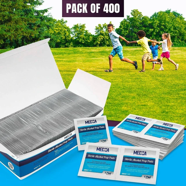 Alt view image 3 of 7 - Alcohol Prep Pads - Box of 400, Saturated 70% Isopropyl Alcohol Wipes, Sterile Antiseptic Wipes Individually Wrapped Moistened Sanitizer Cleaning Swab Pad, 2-Ply Cotton