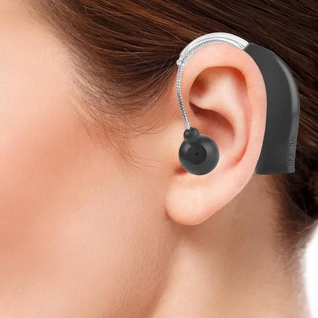 Alt view image 2 of 7 - Digital Hearing Amplifier Set - Personal Sound Amplification Device, Rechargeable All-Day Battery Life Lightweight Behind The Ear BTE Sound and Voice Hearing Amplifiers, MZB-17 - Black