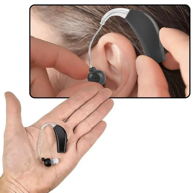Alt view image 6 of 7 - Digital Hearing Amplifier Set - Personal Sound Amplification Device, Rechargeable All-Day Battery Life Lightweight Behind The Ear BTE Sound and Voice Hearing Amplifiers, MZB-17 - Black