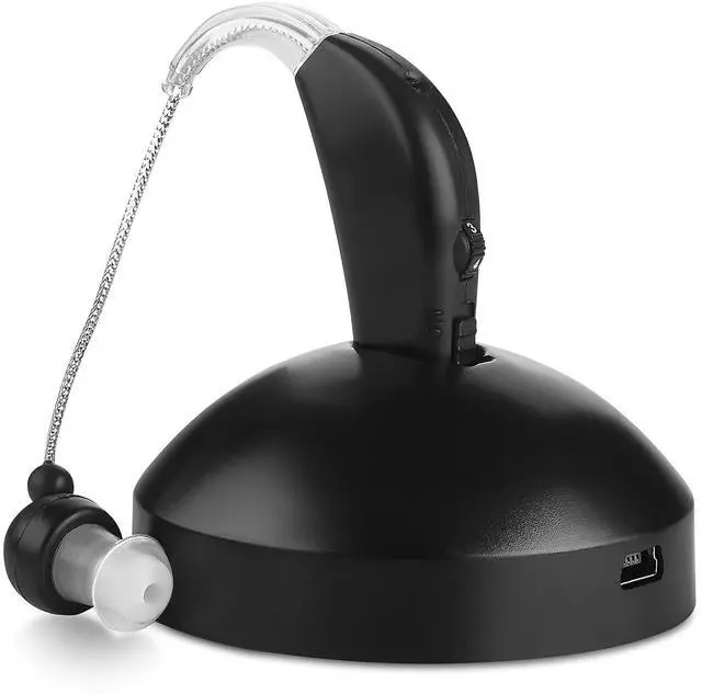 Main image of Digital Hearing Amplifier Set - Personal Sound Amplification Device, Rechargeable All-Day Battery Life Lightweight Behind The Ear BTE Sound and Voice Hearing Amplifiers, MZB-17 - Black