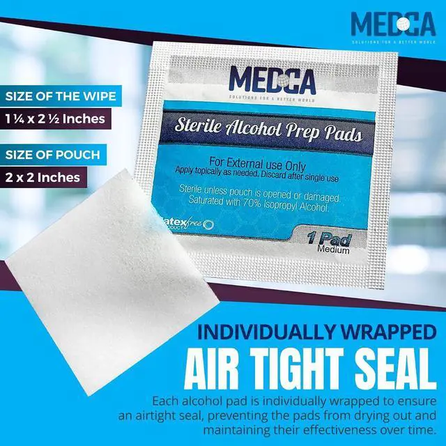 Alt view image 5 of 6 - Alcohol Prep Pads, Sterile, Medium, 2-Ply Cotton Gauze - Individually Wrapped (100 Count)