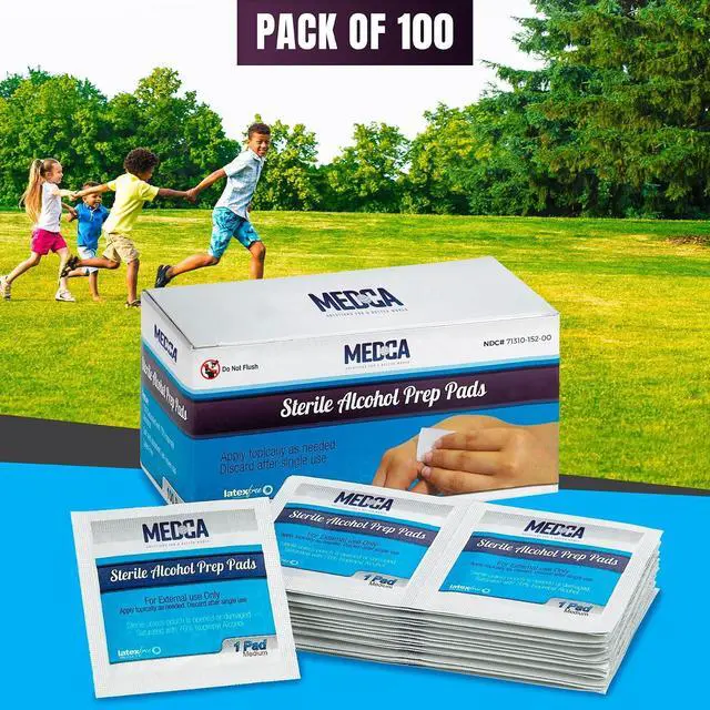 Alt view image 3 of 6 - Alcohol Prep Pads, Sterile, Medium, 2-Ply Cotton Gauze - Individually Wrapped (100 Count)