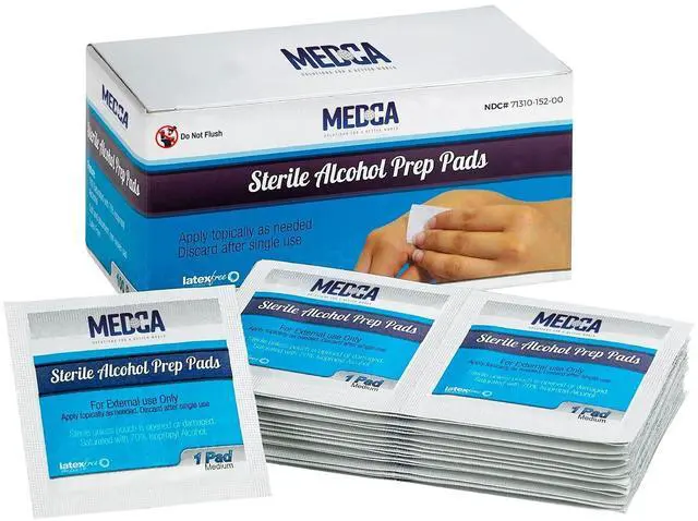 Main image of Alcohol Prep Pads, Sterile, Medium, 2-Ply Cotton Gauze - Individually Wrapped (100 Count)