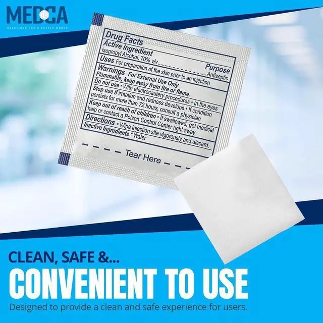 Alt view image 4 of 6 - Alcohol Prep Pads, Sterile, Medium, 2-Ply Cotton Gauze - Individually Wrapped (100 Count)