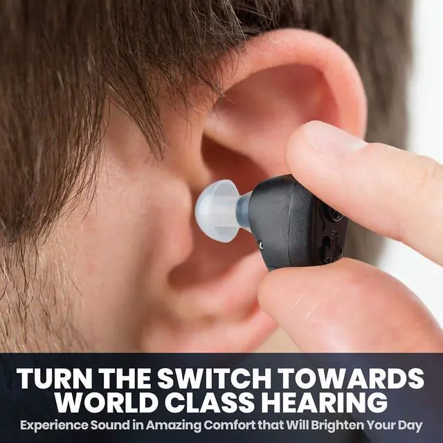 Alt view image 3 of 7 - Digital Hearing Amplifier - In-The-Canal (ITC) Pair of In Ear Sound Amplification Devices, Audiologist and Doctor Designed Personal Sound Amplifier for Adults and Sound Enhancer Set, (Black)