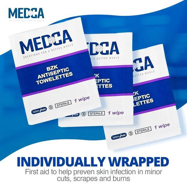 Alt view image 3 of 7 - Antiseptic Wipes - (Pack of 300) Antibacterial Hand Sanitizer Wipes and Benzalkonium Chloride Swabs Individual BZK Single-Use Packets Clinically Proven, Kills Bacteria and Germs by MEDca