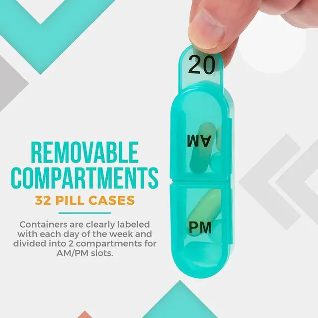 Alt view image 4 of 6 - Monthly Pill Organizer 2 Times a Day, 30 Day Pill Box AM PM, Morning and Night One Month Pill Box Organizer with Daily Removable 31 Day Pill Organizers and Organizing Tray