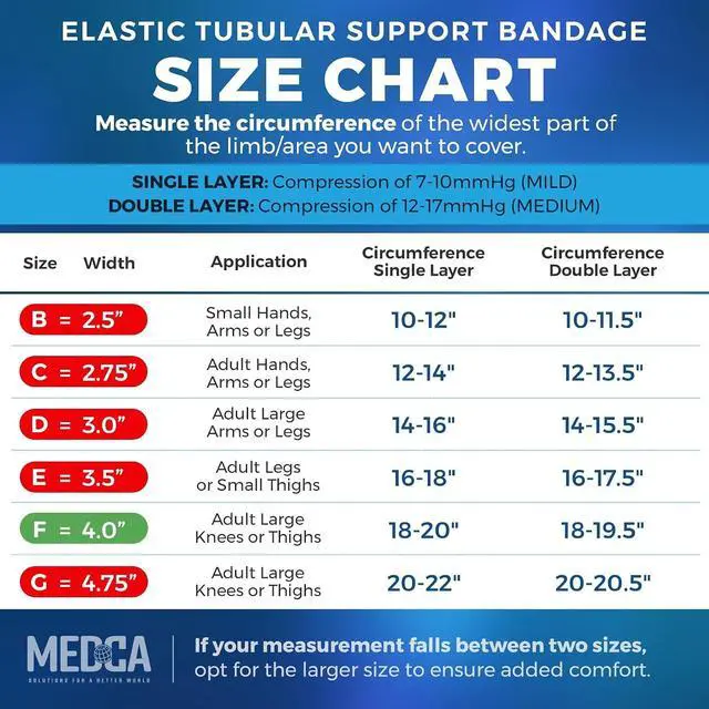 Alt view image 6 of 7 - Elastic Tubular Support Bandage Size F, 10M Box - Natural Color (4 x 33 Feet) For Large Knee Support Bandage -Medium to Large Thigh, Cotton Spandex
