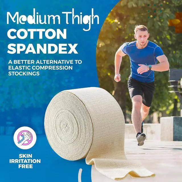 Alt view image 4 of 7 - Elastic Tubular Support Bandage Size F, 10M Box - Natural Color (4 x 33 Feet) For Large Knee Support Bandage -Medium to Large Thigh, Cotton Spandex