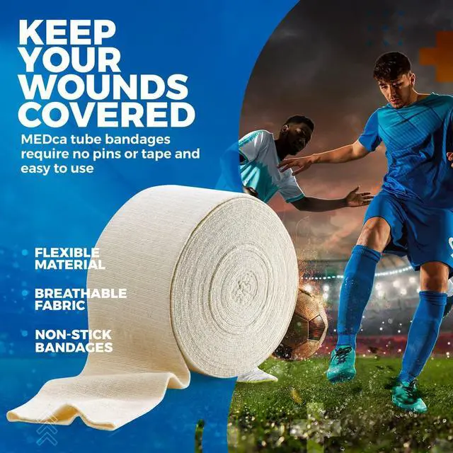 Alt view image 3 of 7 - Elastic Tubular Support Bandage Size F, 10M Box - Natural Color (4 x 33 Feet) For Large Knee Support Bandage -Medium to Large Thigh, Cotton Spandex