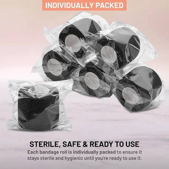 Alt view image 2 of 7 - Self-Adherent Cohesive Bandage - Medical Wrap - 6 Rolls 2 Wide x 5 Yards Sports Tape for Medical Use, Sports, First Aid and HelpsHelp Protect Skin