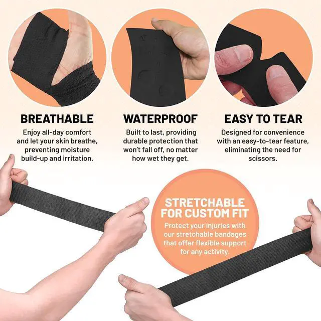 Alt view image 4 of 7 - Self-Adherent Cohesive Bandage - Medical Wrap - 6 Rolls 2 Wide x 5 Yards Sports Tape for Medical Use, Sports, First Aid and HelpsHelp Protect Skin