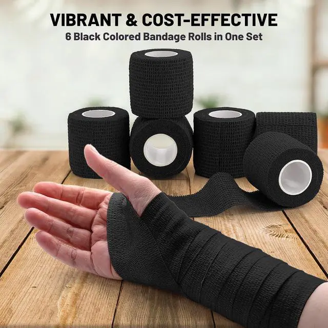 Alt view image 5 of 7 - Self-Adherent Cohesive Bandage - Medical Wrap - 6 Rolls 2 Wide x 5 Yards Sports Tape for Medical Use, Sports, First Aid and HelpsHelp Protect Skin