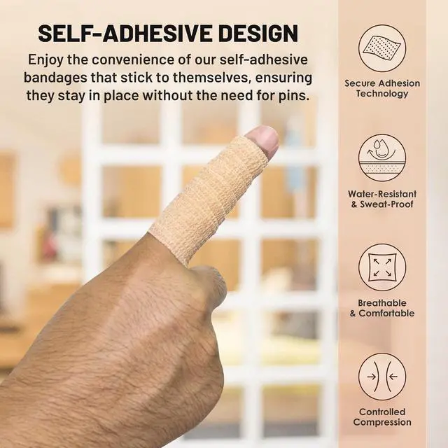 Alt view image 3 of 7 - MEDca Self Adherent Cohesive Wrap Bandages 1 Inch X 5 Yards 24 Count with Strong Elastic and Colorful First Aid Tape for Sprain Swelling and Soreness on Wrist and Ankle (Rainbow Color)