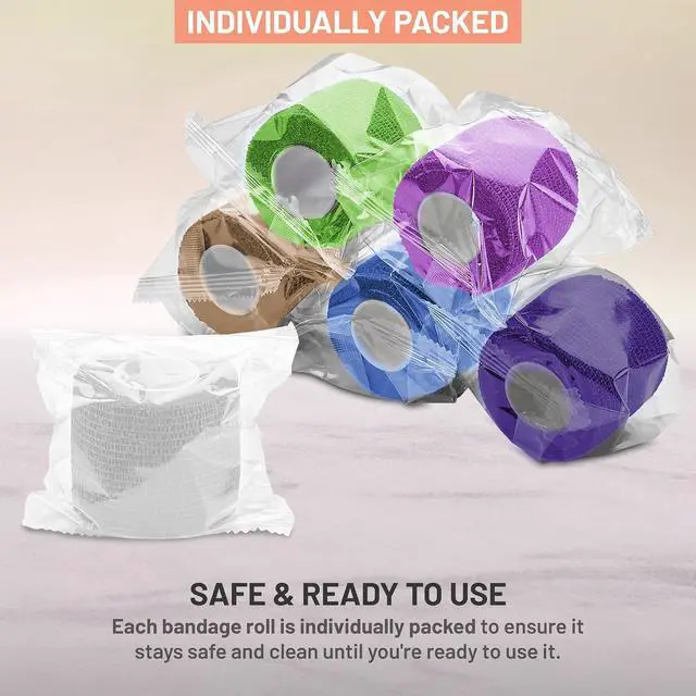 Alt view image 6 of 7 - MEDca Self Adherent Cohesive Wrap Bandages 2 Inches X 5 Yards 6 Count, (Rainbow Color)