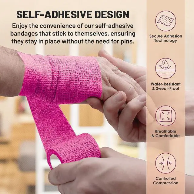 Alt view image 5 of 7 - MEDca Self Adherent Cohesive Wrap Bandages 2 Inches X 5 Yards 6 Count, (Rainbow Color)