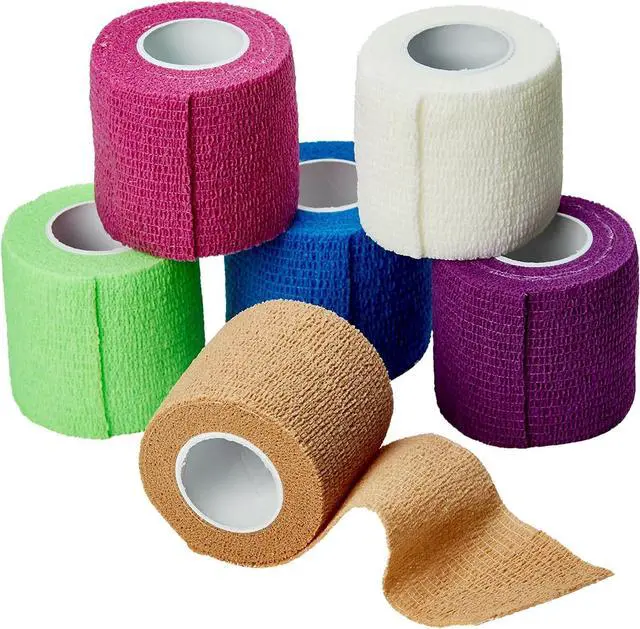 Main image of MEDca Self Adherent Cohesive Wrap Bandages 2 Inches X 5 Yards 6 Count, (Rainbow Color)