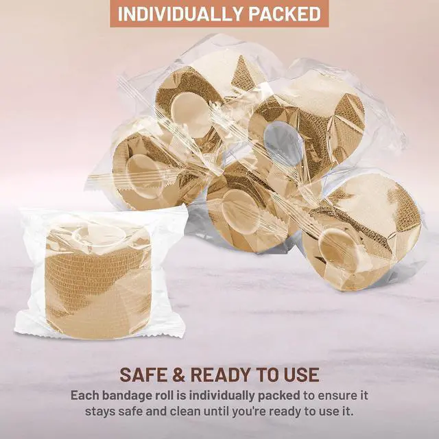 Alt view image 7 of 7 - Medca Non Woven Cohesive Wrap Self Adherent Bandages, 2-Inch x 5 Yards, (Pack of 6)
