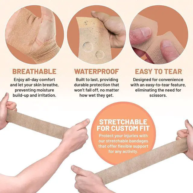 Alt view image 3 of 7 - Medca Non Woven Cohesive Wrap Self Adherent Bandages, 2-Inch x 5 Yards, (Pack of 6)