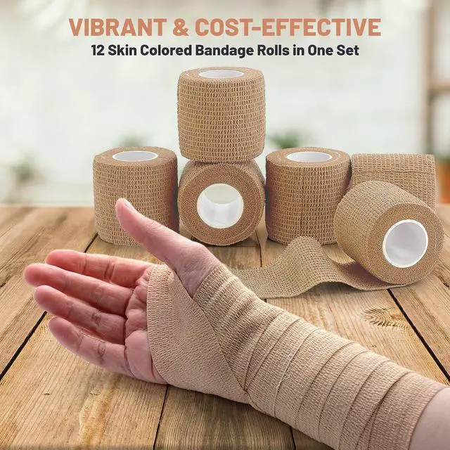 Alt view image 5 of 7 - Medca Non Woven Cohesive Wrap Self Adherent Bandages, 2-Inch x 5 Yards, (Pack of 6)