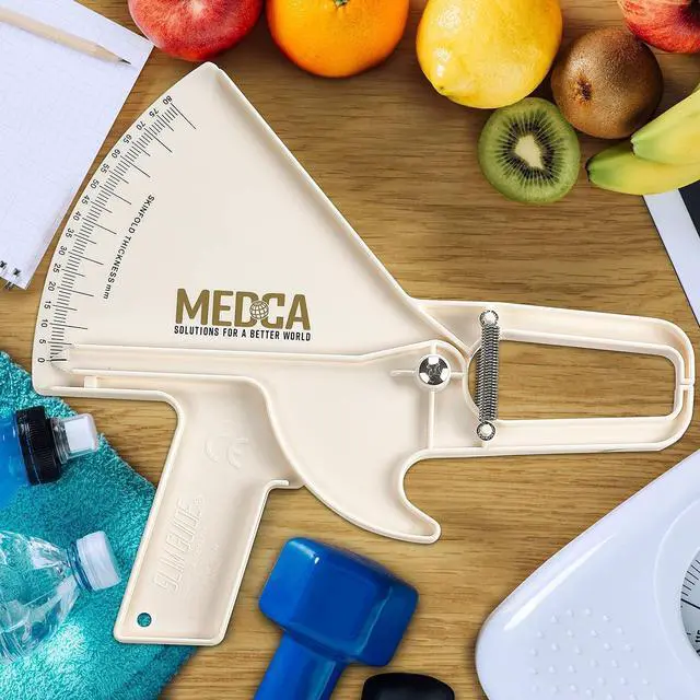 Alt view image 7 of 7 - MEDca Pro Body Fat Caliper, Skinfold Measuring Tool with Body Fat Chart & Instructions, White