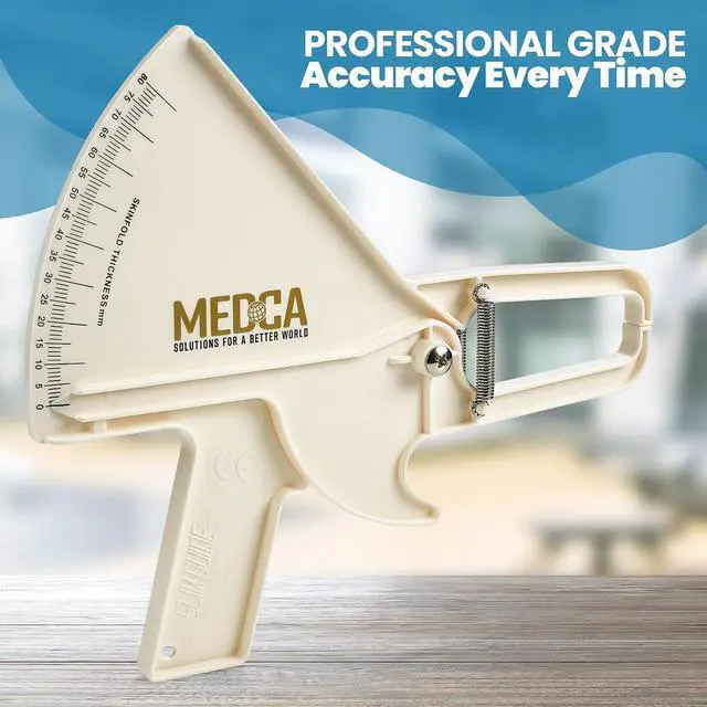 Alt view image 3 of 7 - MEDca Pro Body Fat Caliper, Skinfold Measuring Tool with Body Fat Chart & Instructions, White