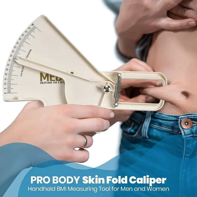 Alt view image 6 of 7 - MEDca Pro Body Fat Caliper, Skinfold Measuring Tool with Body Fat Chart & Instructions, White