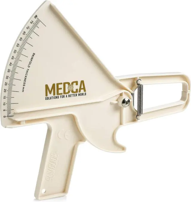Main image of MEDca Pro Body Fat Caliper, Skinfold Measuring Tool with Body Fat Chart & Instructions, White