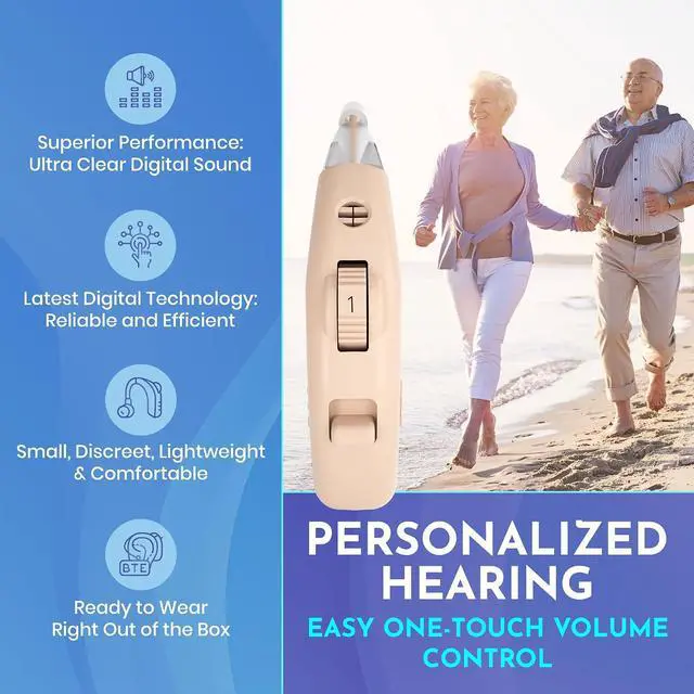 Alt view image 3 of 7 - Digital Hearing Amplifier - (Pair of 2) Noise Cancelling with One Touch Volume Control, No Programming Required, Near-Invisible Behind The Ear, Upgraded 2019 Design & Rechargeable USB Dock by MEDca