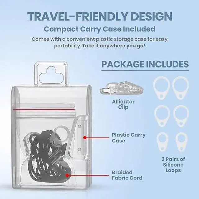 Alt view image 6 of 6 - Hearing Aid Clip - Protective Holder with Anti Lost Lanyard Cord - Rope with Loops and Clip and Security Clip Ideal for Behind the Ear Hearing Aids and Personal Sound Amplifiers